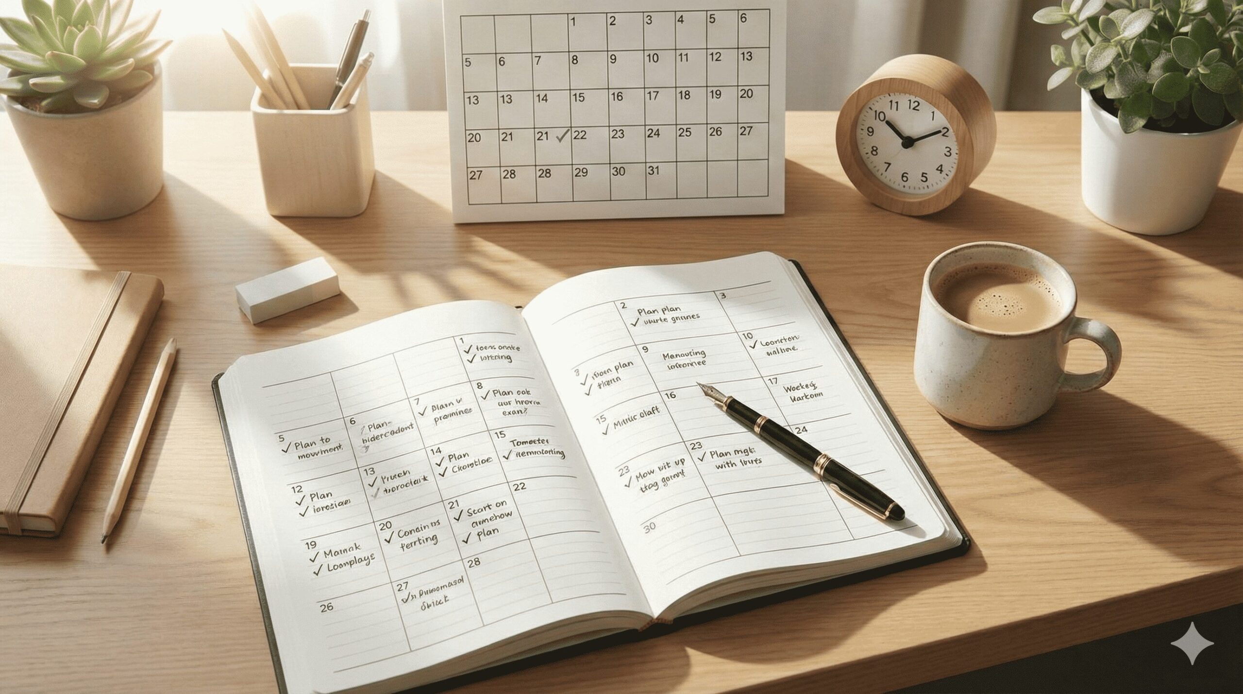 計画が記載されてあるカレンダー